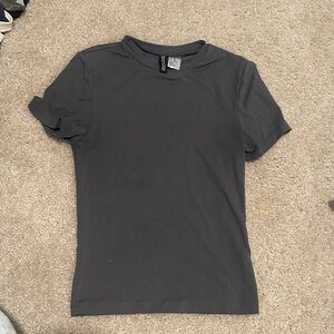 H&M Women's Charcoal Short Sleeve Crewneck Tee